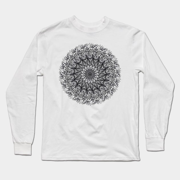 Flower Mandala Circle Design Long Sleeve T-Shirt by SillyDragon